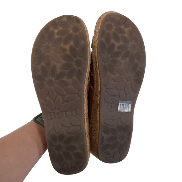 Born Sling Back Strappy Brown Leather Comfort Wedge Sandal Womens 9 - Picture 7 of 7